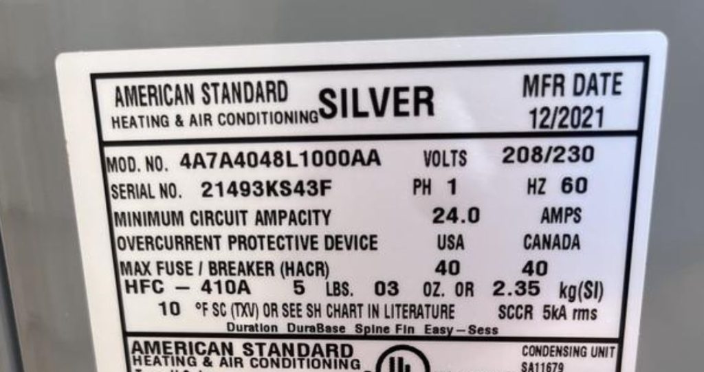 How To Find The Manufacture Date On American Standard Air Conditioner? Clarke & Rush Mechanical
