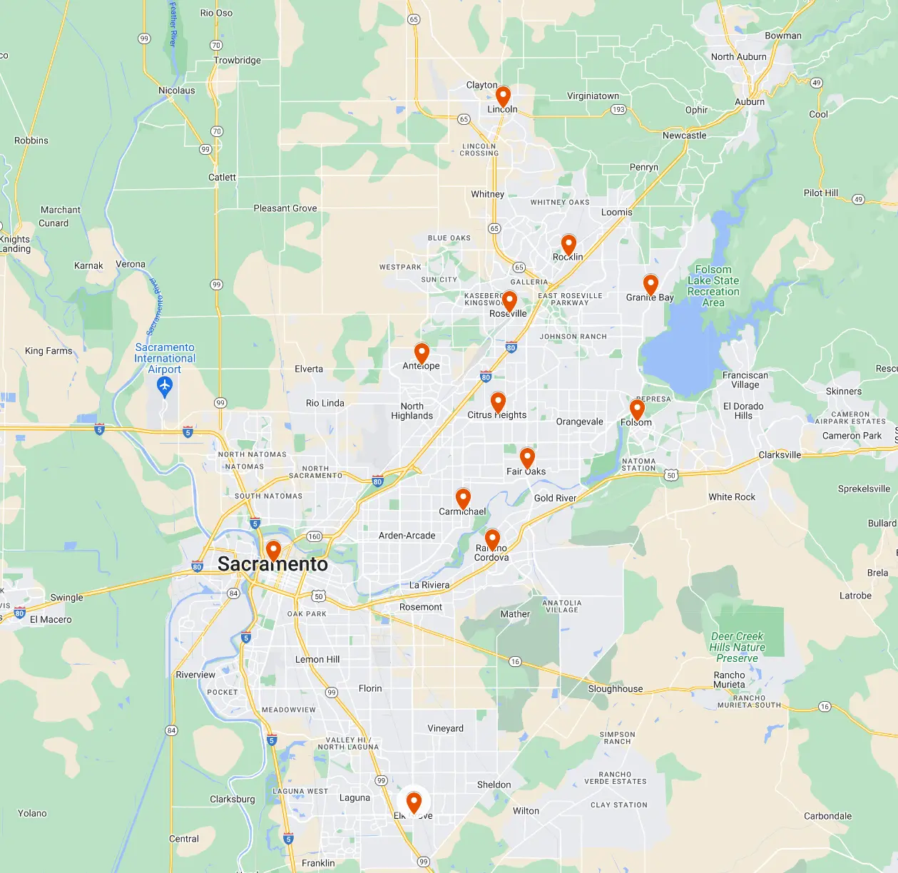 Clarke & Rush service areas in Sacramento and the bay area