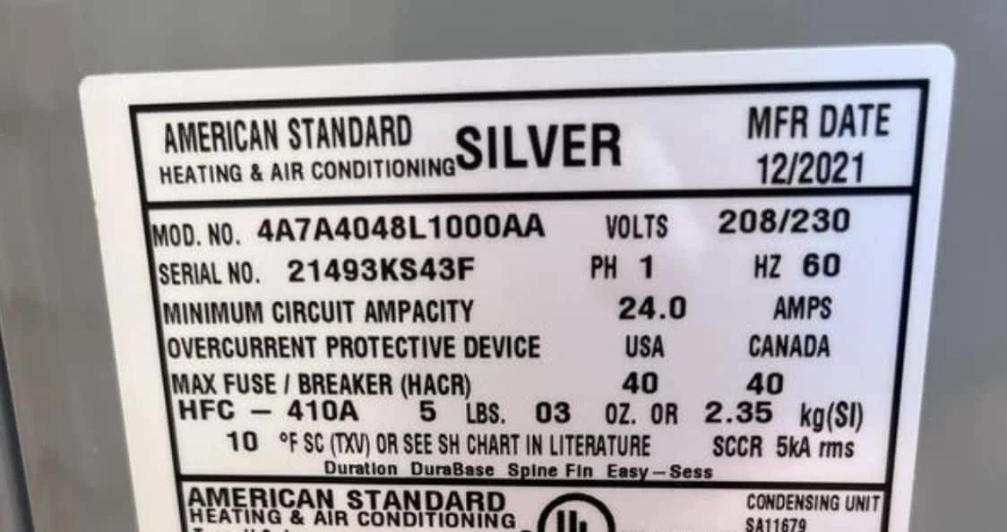 How To Find The Manufacture Date On An American Standard Air Conditioner