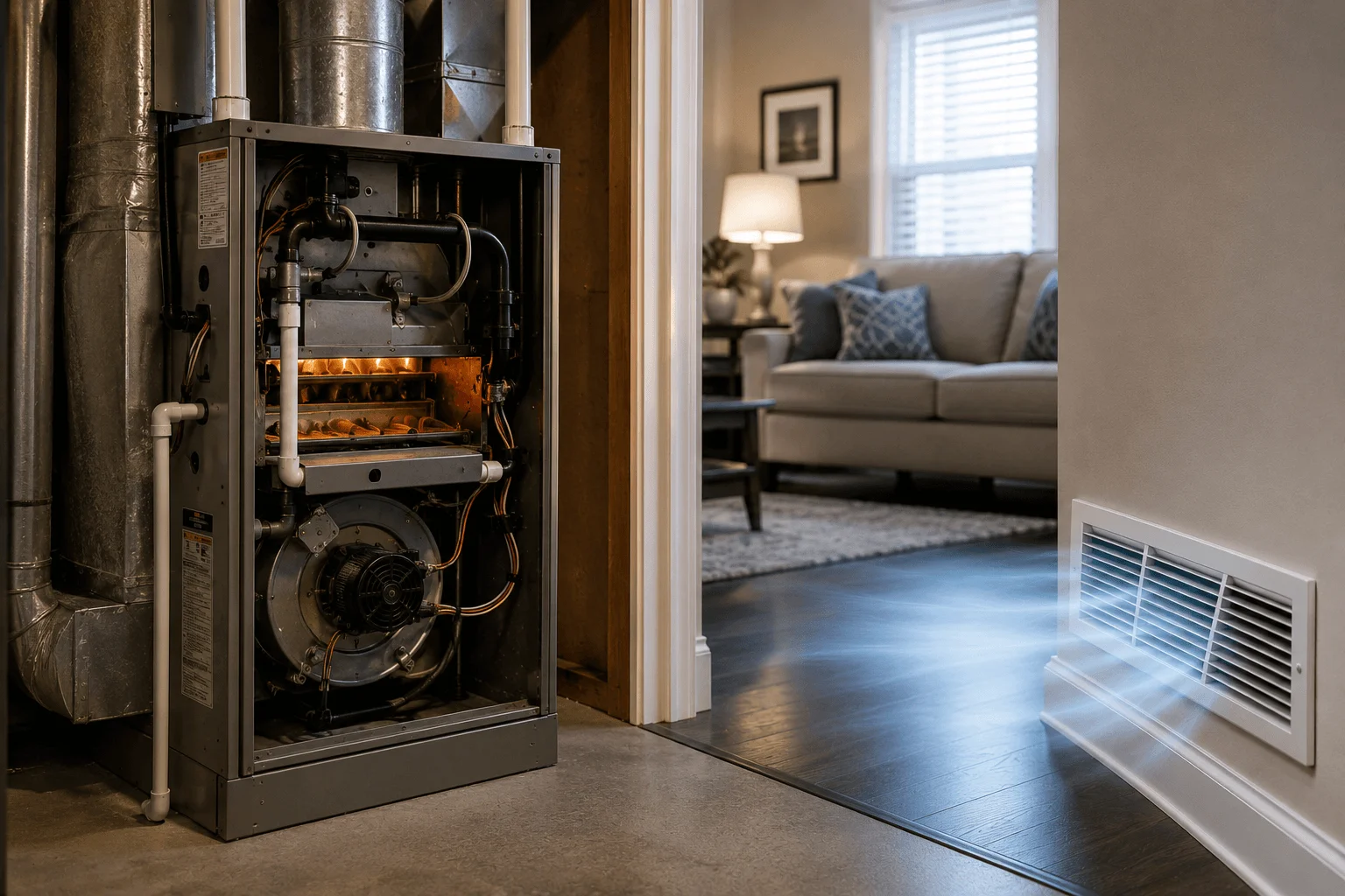 furnace blowing cold air